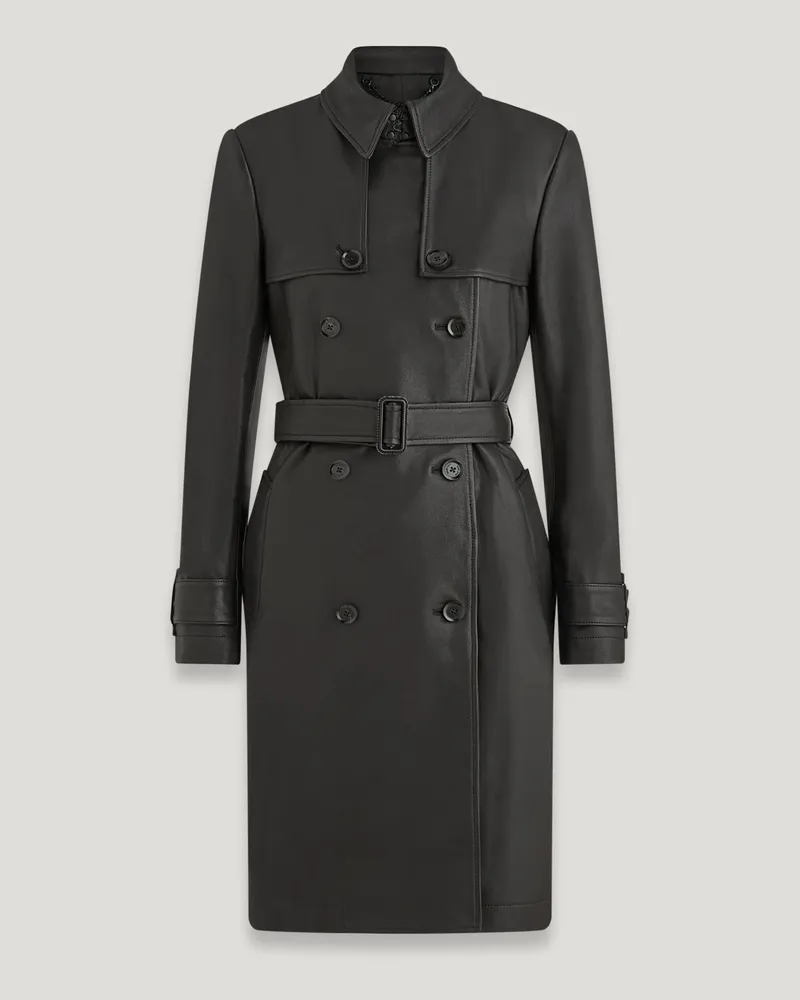 Belstaff Contour Trenchcoat für Damen Nappa Leather Schwarz Schwarz