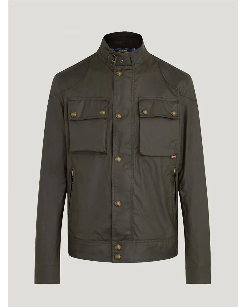 Belstaff Racemaster Ikonen Jacke für Herren Waxed Cotton Grün Verblasstes