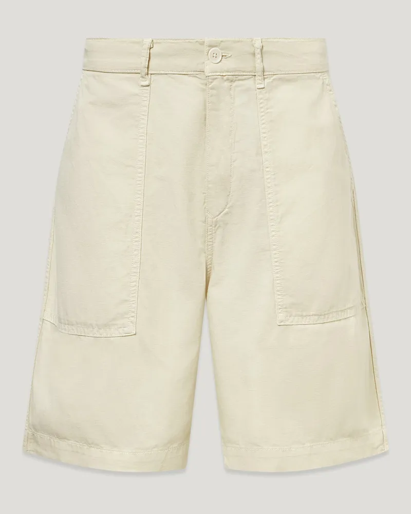Belstaff Maritime Shorts für Herren Garment Dye Cotton Linen Weiß Birkenweiß