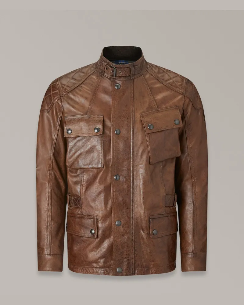 Belstaff Turner Motorradjacke für Herren Hand Waxed Leather Burnt Cuero Burnt