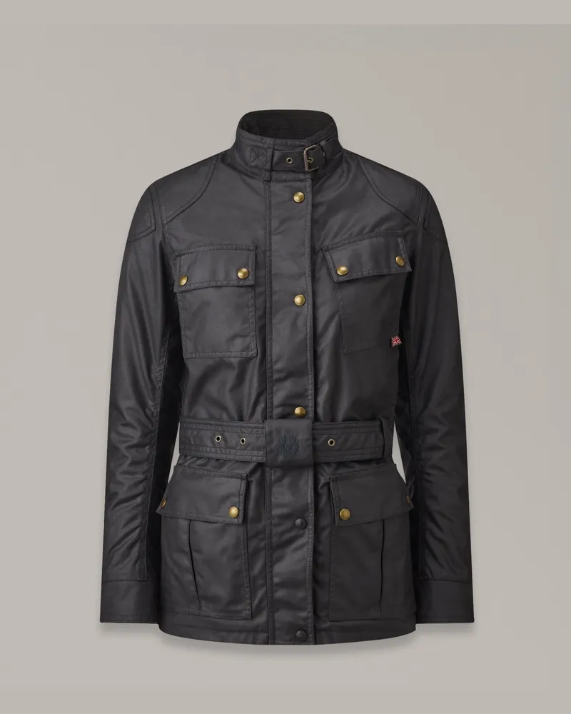 Belstaff Trialmaster Motorradjacke für Damen Waxed Cotton Schwarz Schwarz