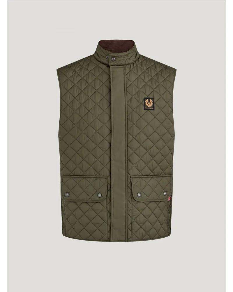 Belstaff Icon Steppweste für Herren Quilted Recycled Nylon Verblasstes Olivgrün Verblasstes