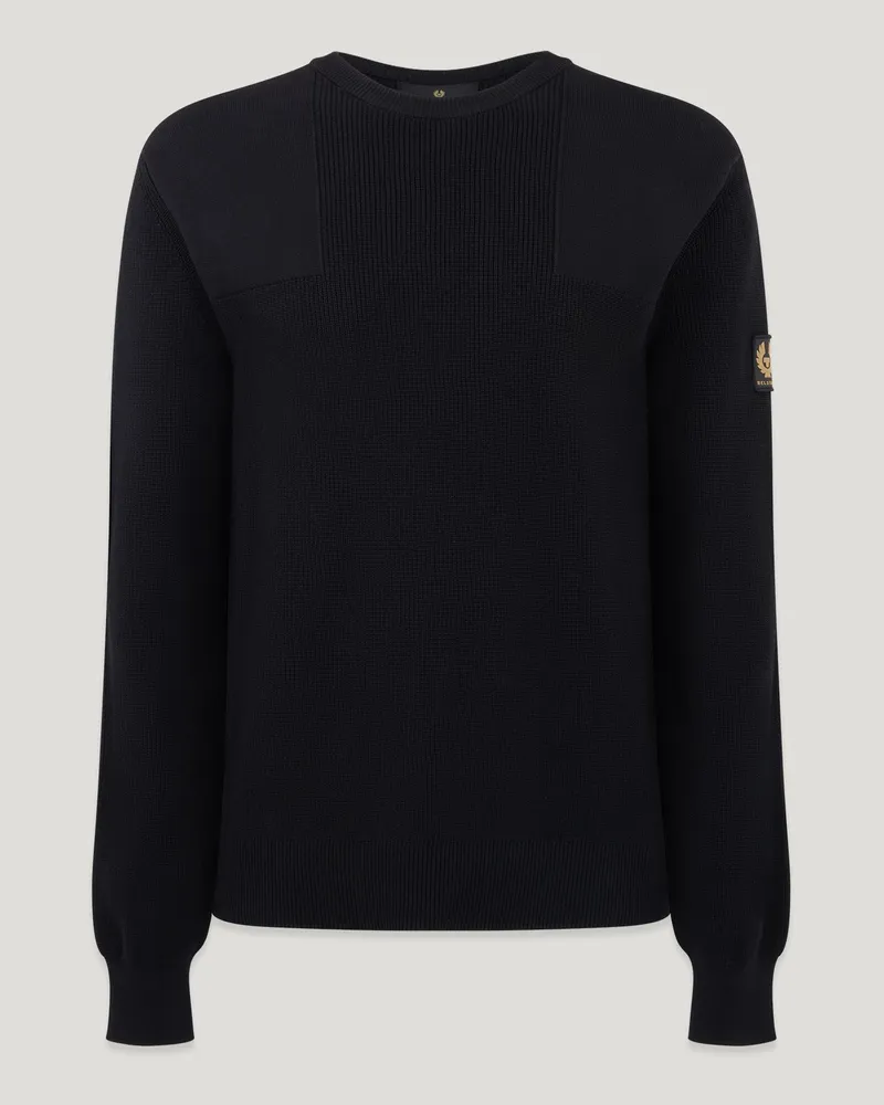Belstaff Commander Rundhalspullover für Herren Organic Cotton Schwarz XL 
