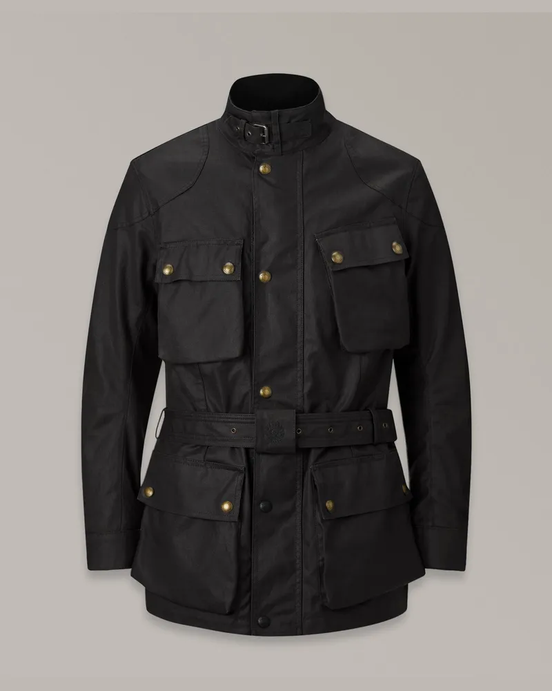 Belstaff Trialmaster Motorradjacke für Herren Waxed Cotton Schwarz Schwarz