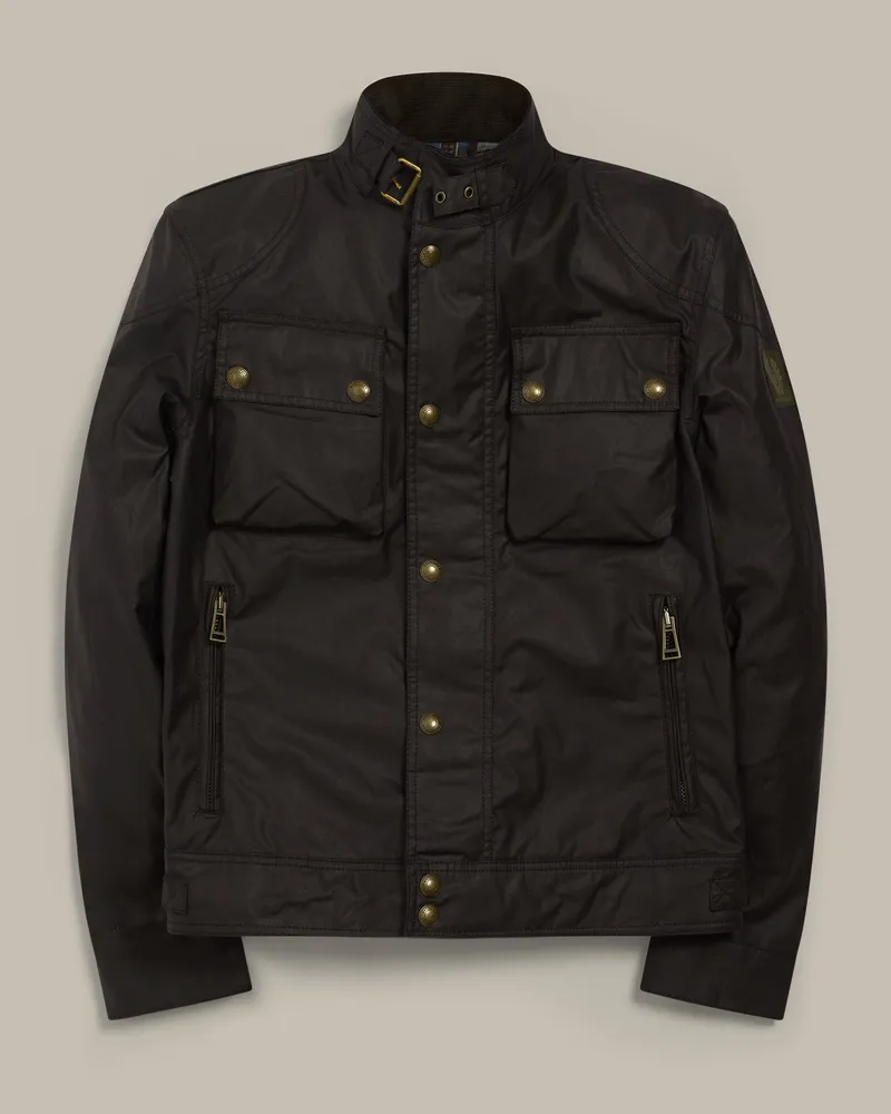 Belstaff Racemaster Ikonen Jacke für Herren Waxed Cotton Schwarz Schwarz