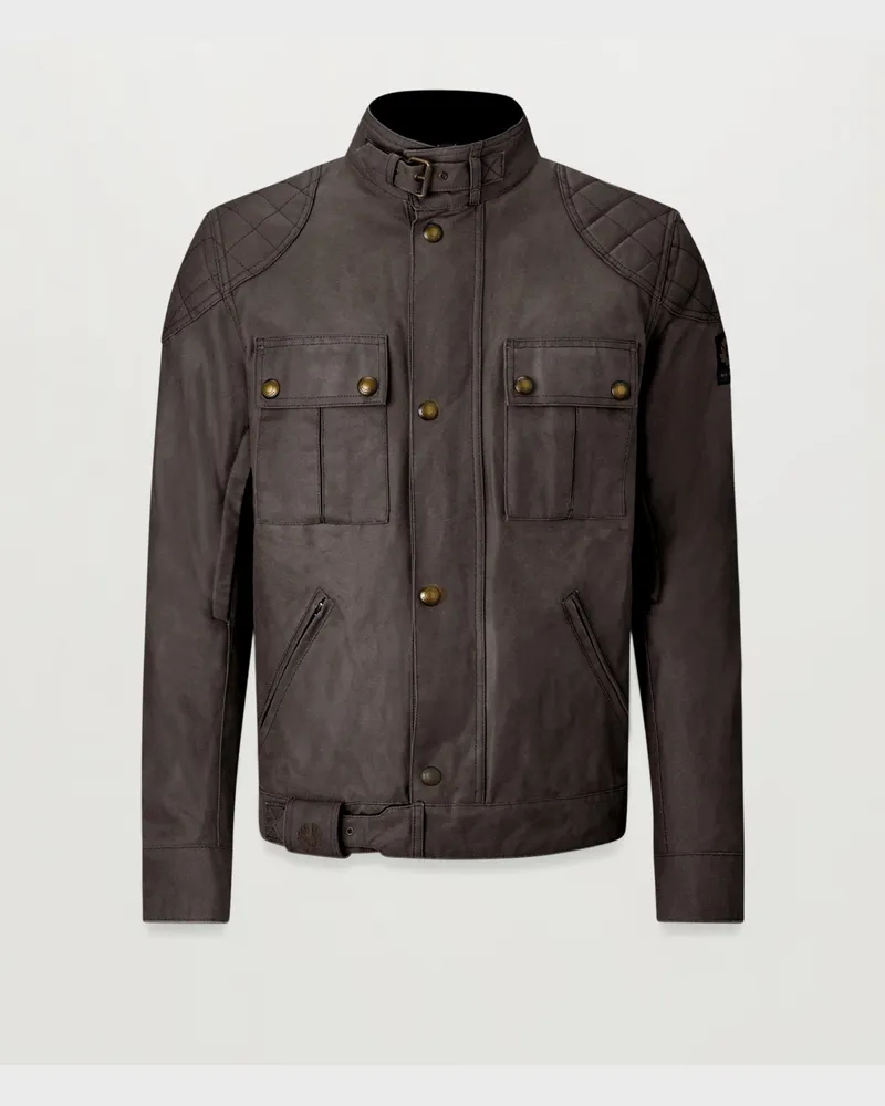 Belstaff Brooklands Motorradjacke für Herren Waxed Cotton Dunkelbraun Mahagoni