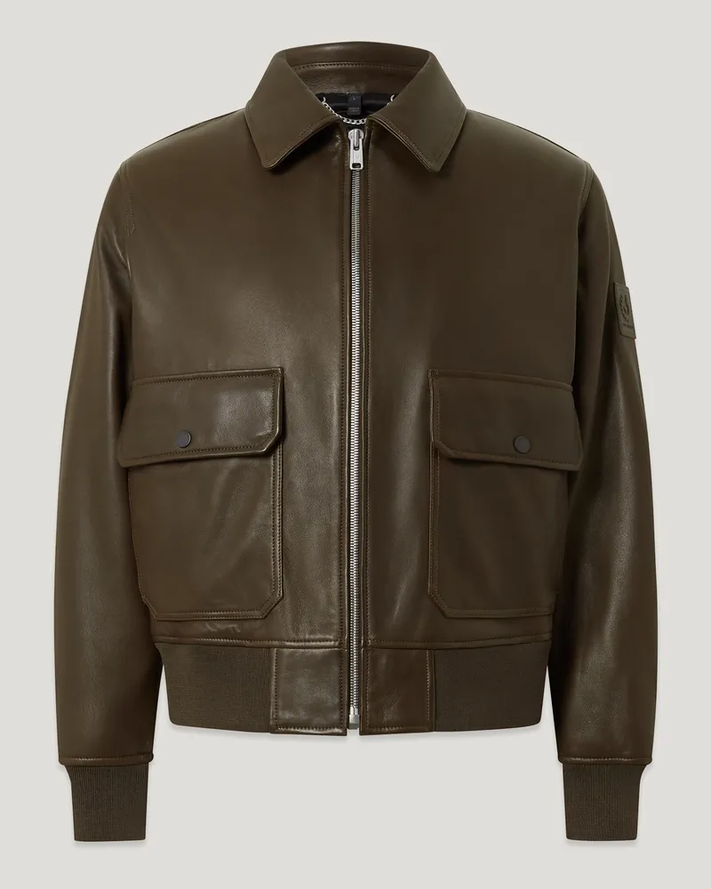 Belstaff Pilot Jacke für Herren Oiled Nappa Grün M 