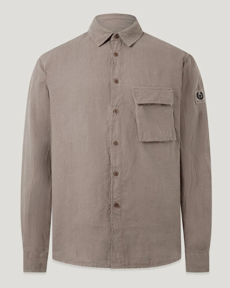 Belstaff Scale Hemd für Herren Garment Dyed Linen Dunkelgrau Asphaltgrau