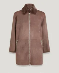 Belstaff Spelter Mantel für Damen Merino Shearling  L Driftwood