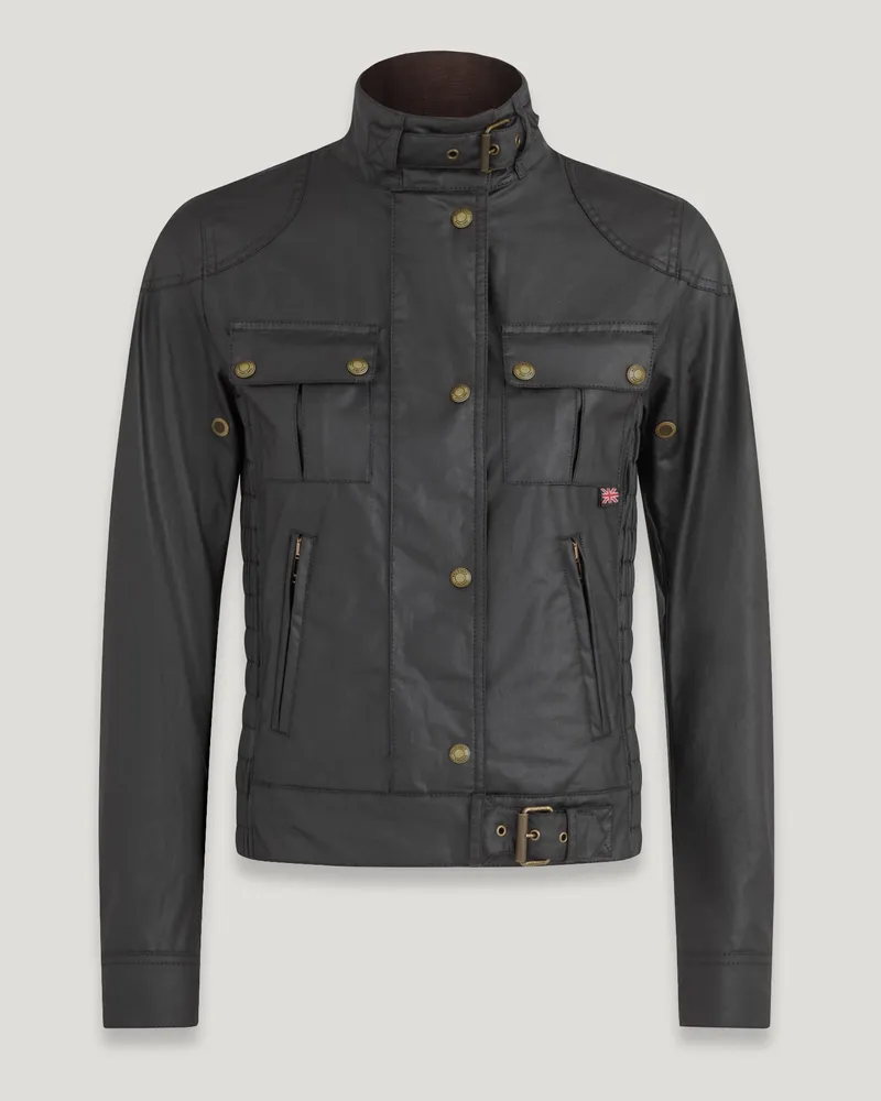 Belstaff Gangster Jacke für Damen Waxed Cotton Schwarz Schwarz