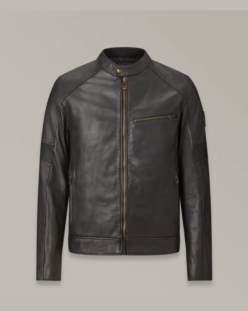 Belstaff Vanguard Jacke für Herren Washed Leather Schwarz Schwarz