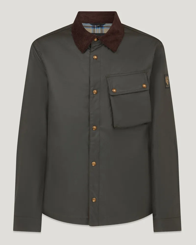 Belstaff Ground Jacke für Herren Waxed Cotton Grün Verblasstes
