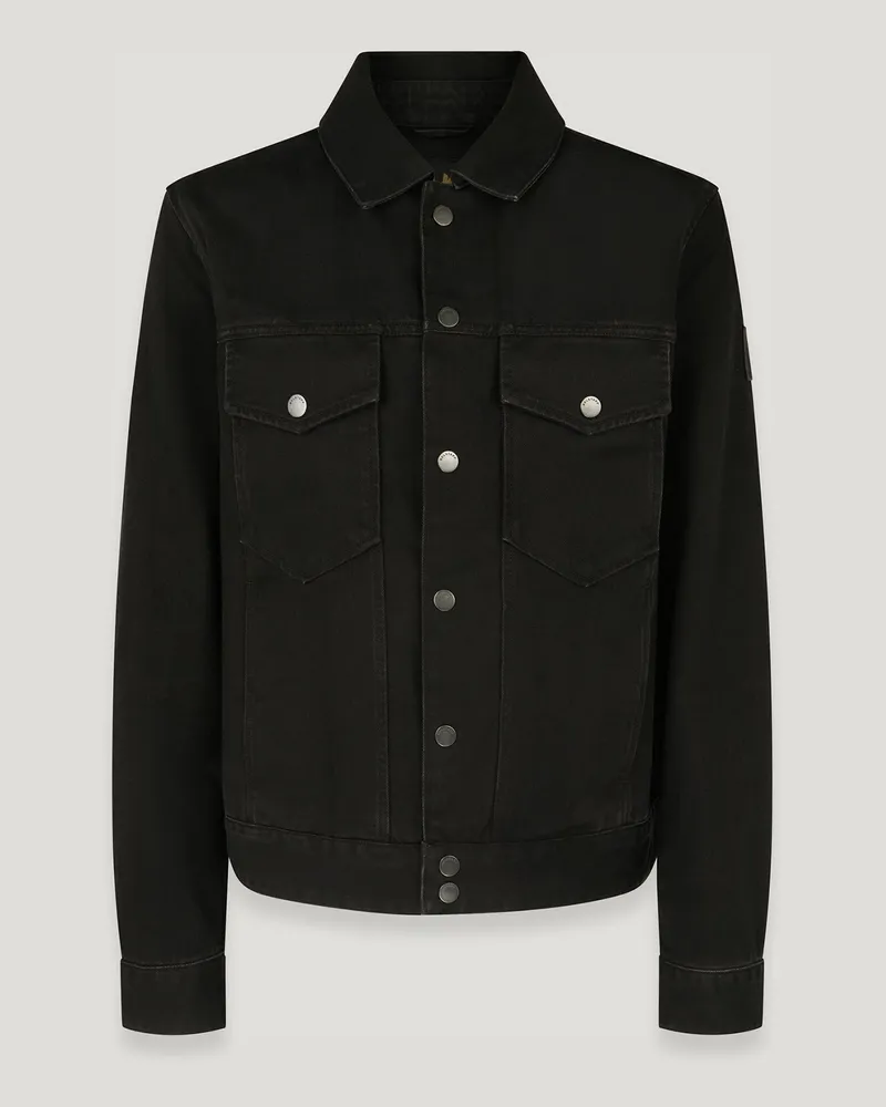 Belstaff Piston Truckerjacke für Herren Washed Denim Schwarz M 