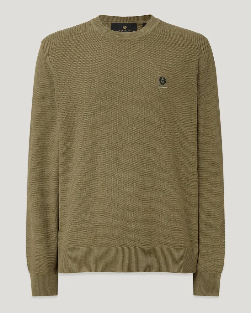 Belstaff Coast Strickpullover für Herren Cotton Silk Pique Dunkelgrün Tarngrün