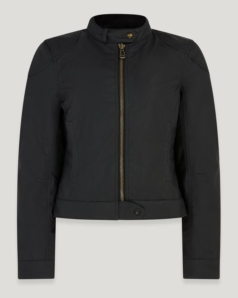 Belstaff Bamburgh Motorradjacke für Damen Waxed Cotton Schwarz M 