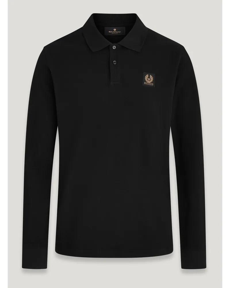 Belstaff Langarm-polohemd für Herren Cotton Pique Schwarz