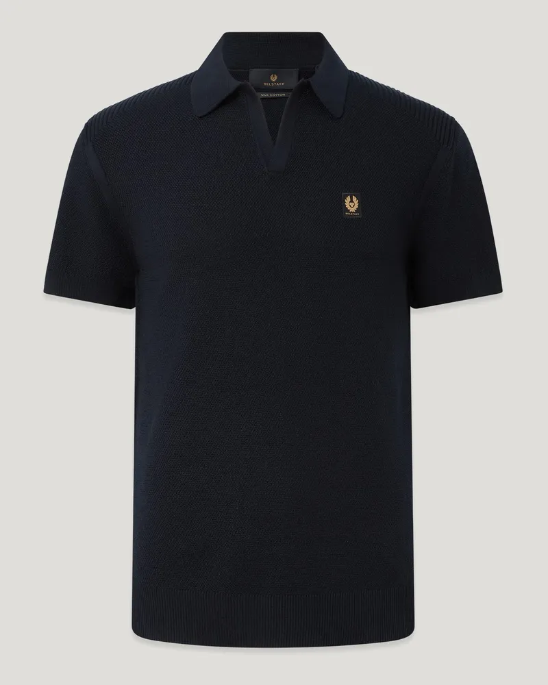 Belstaff Coast Strick-polohemd für Herren Cotton Silk Pique Dunkles Dunkelblau Dunkles
