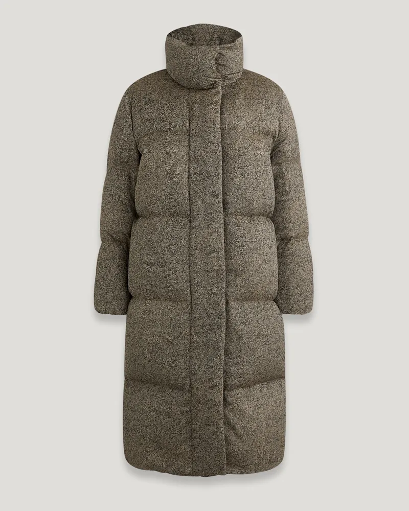 Belstaff Grasmoor Mantel für Damen Oak Tweed Jacquard Nylon Gebranntes Eichenbraun Gebranntes