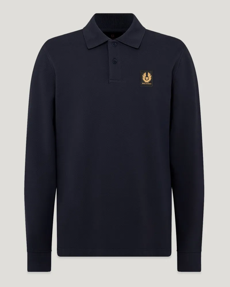 Belstaff Langarm-polohemd Für Herren Baumwollpiqué Dunkles Tintenblau Dunkles