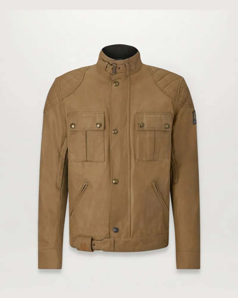 Belstaff Brooklands Motorradjacke für Herren Waxed Cotton Sand Sandbraun