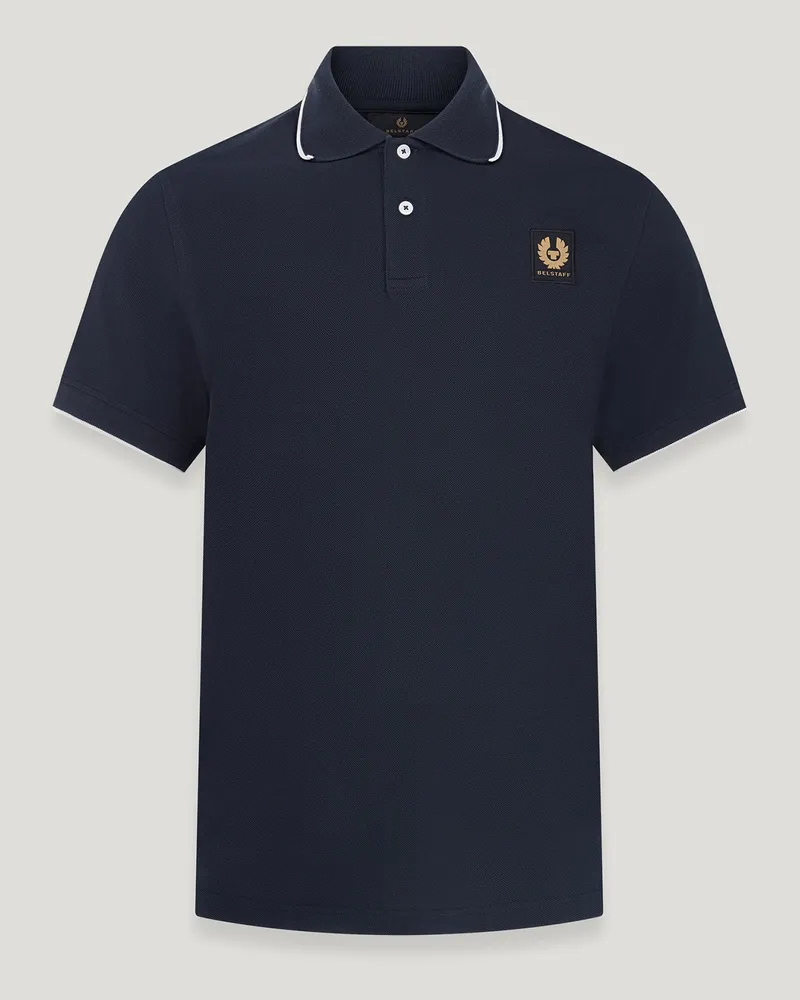 Belstaff Tipped Polohemd für Herren Cotton Pique Dunkles Tintenblau Dunkles