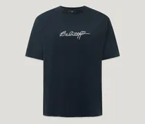 Peri T-shirt Mit Stickerei für Damen Cotton Jersey Dunkles Dunkelblau