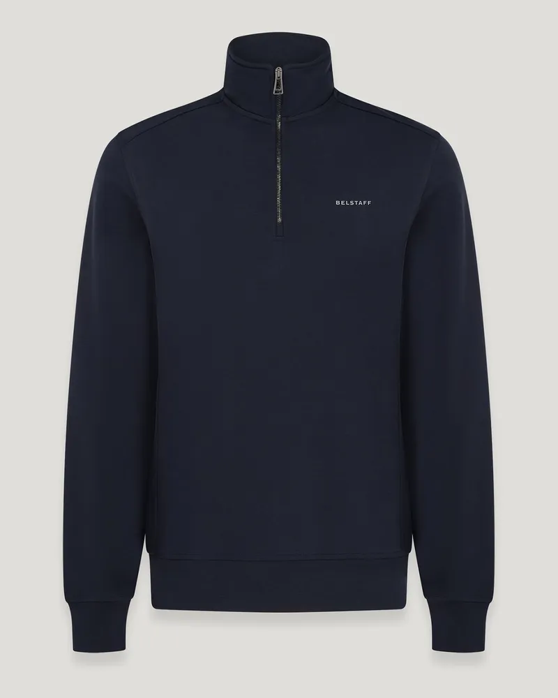 Belstaff Alloy Sweatshirt Mit Viertelreißverschluss für Herren Cotton Fleece Dunkles Tintenblau Dunkles