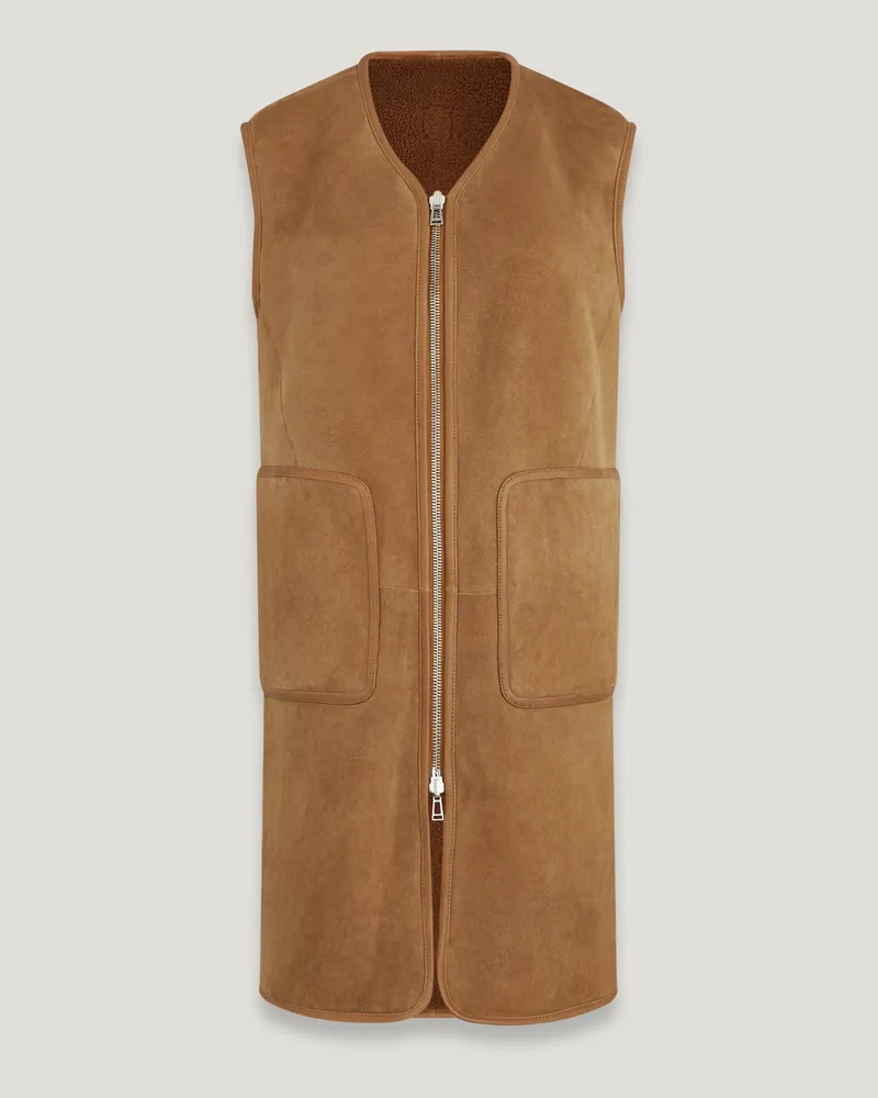 Belstaff Foundry Wendeweste für Damen Merino Shearling Korkbraun M Korkbraun