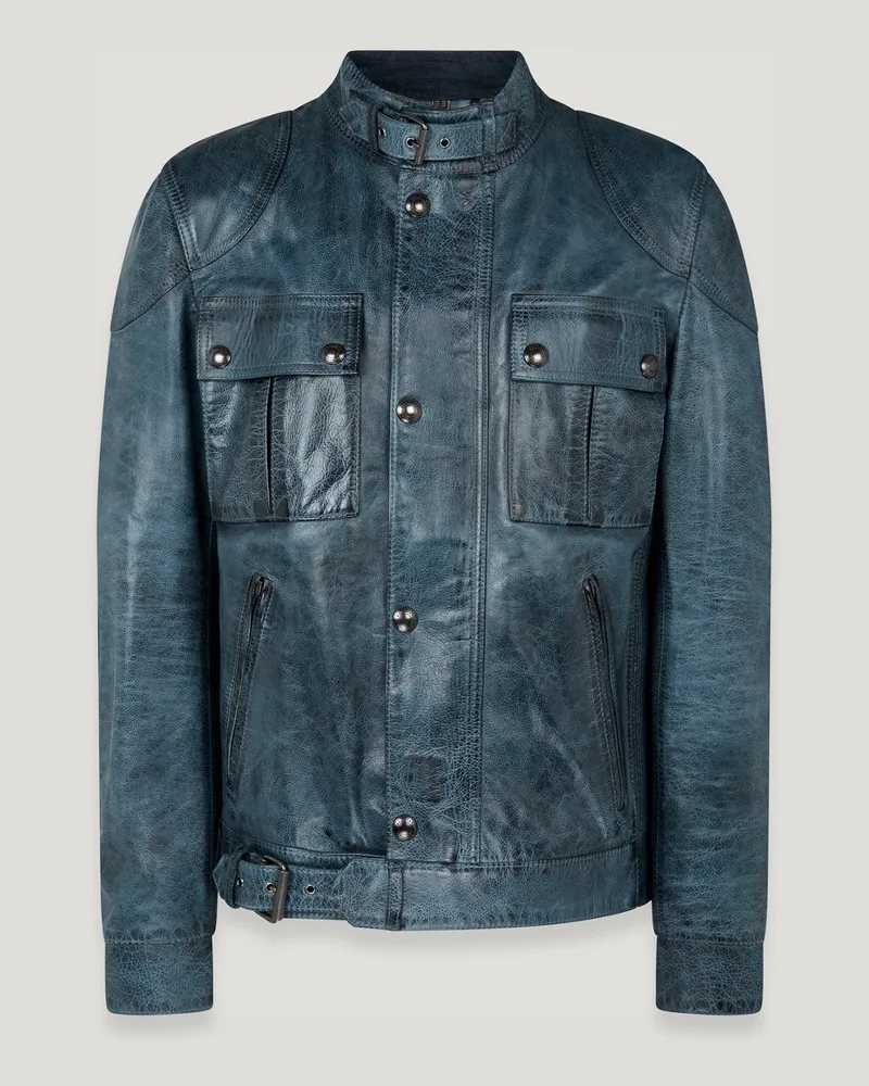 Belstaff Gangster Jacke für Herren Hand Waxed Leather Insignien-Blau Insignien-blau