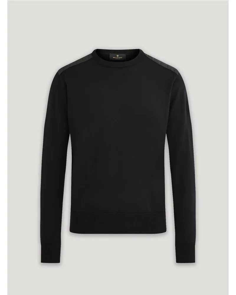 Belstaff Kerrigan Rundhalspullover für Herren Merino Wool Schwarz Schwarz