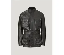 Trialmaster Motorradjacke für Herren Hand Waxed Leather Antik-Schwarz