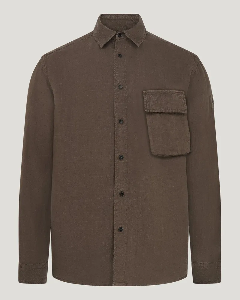 Belstaff Scale Hemd für Herren Garment Dyed Linen Armee-Olivgrün Armee-olivgrün