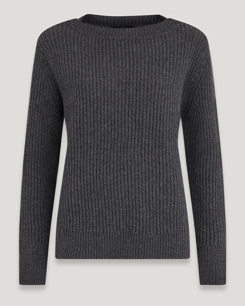 Belstaff Docklands Rundhalspullover für Damen Wool Cashmere Blend Meliertes Dunkelgrau Meliertes