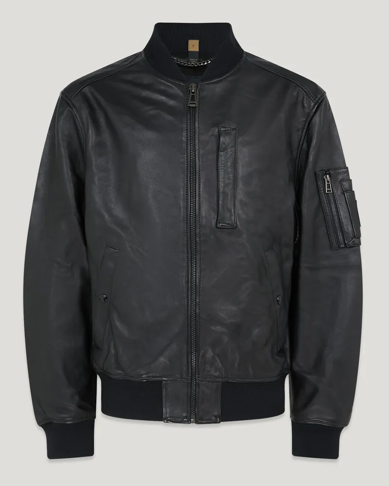 Belstaff Marker Jacke für Herren Tumbled Leather Schwarz M 