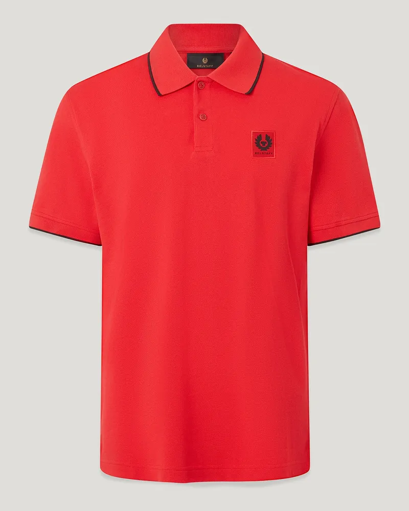 Belstaff Tipped Polohemd für Herren Cotton Pique Rallye-rot S 