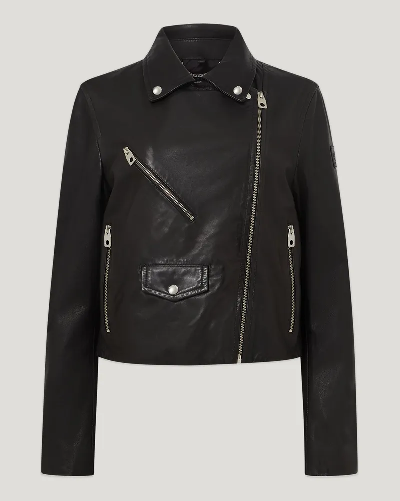 Belstaff Sienna Bikerjacke für Damen Lamb Nappa Schwarz EU 40 