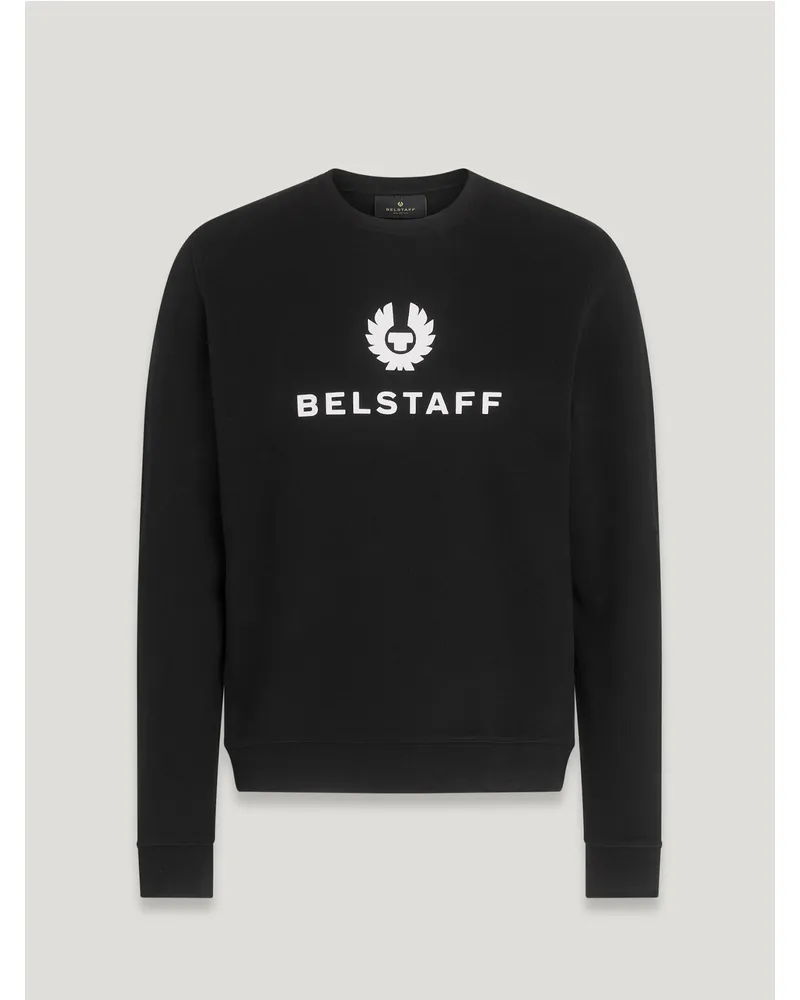 Belstaff Signature Rundhals-sweatshirt für Herren Cotton Fleece Schwarz/Weißgrau Schwarz