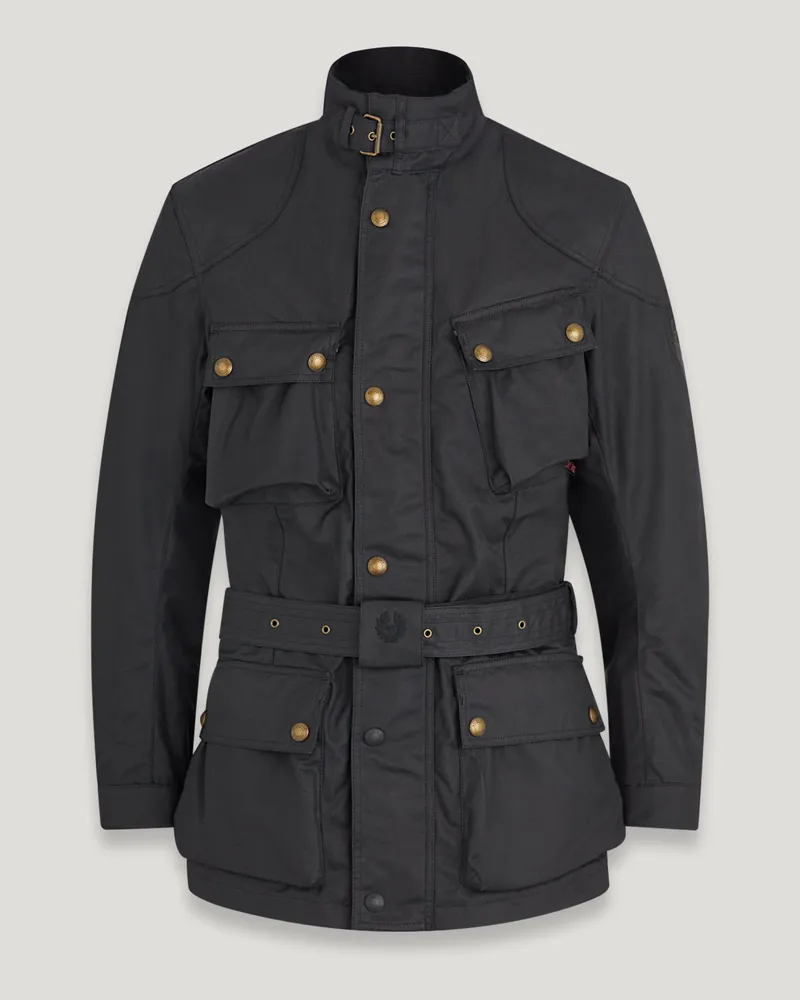 Belstaff Trialmaster Motorradjacke für Herren Waxed Cotton Schwarz S 