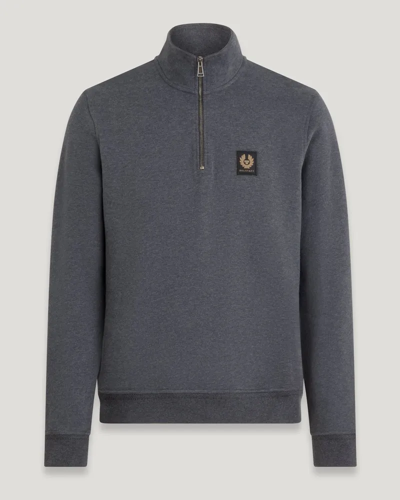 Belstaff Sweatshirt Mit Viertelreißverschluss für Herren Cotton Fleece Charcoal