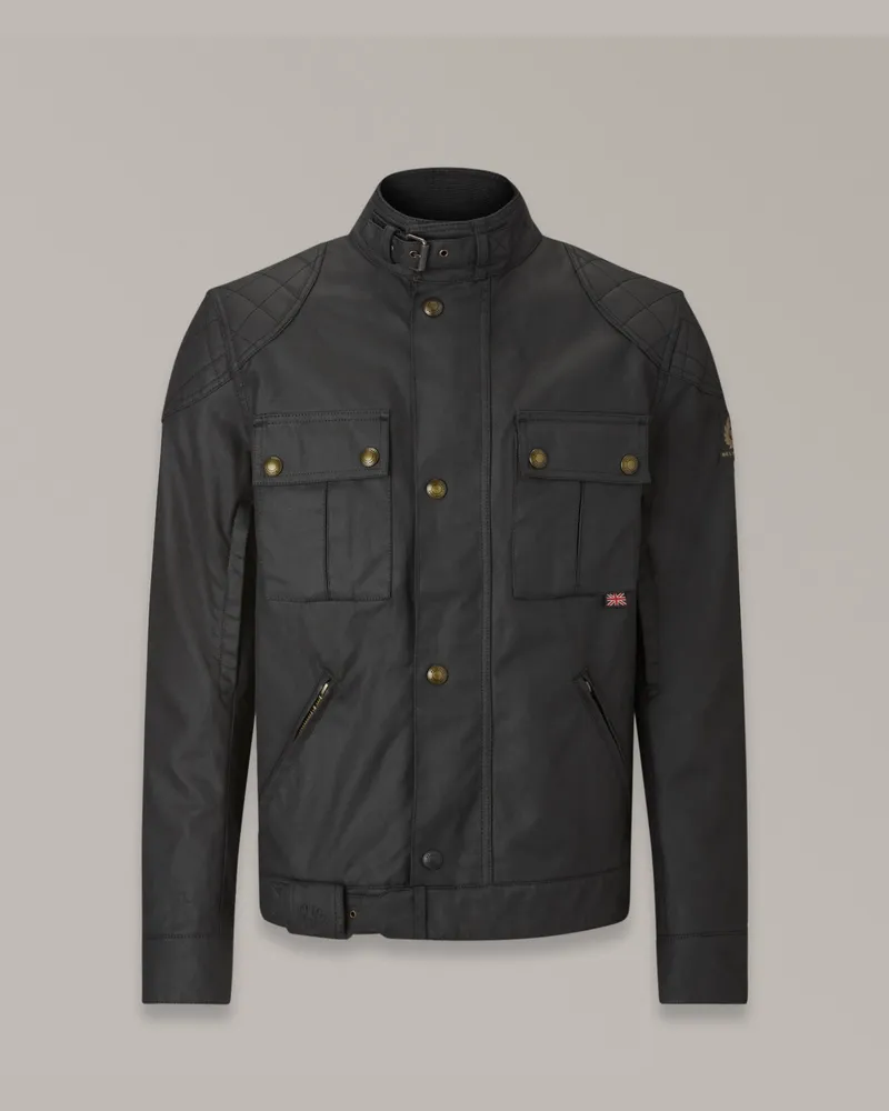 Belstaff Brooklands Motorradjacke für Herren Waxed Cotton Schwarz Schwarz