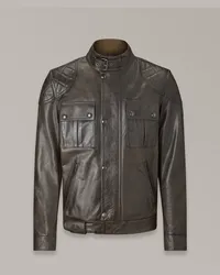 Belstaff Brooklands Motorradjacke für Herren Hand Waxed Leather Dark  Olive Dark