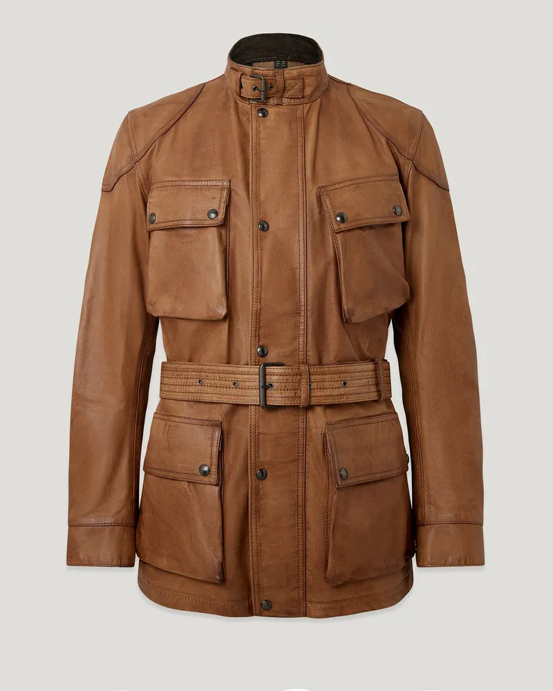 Belstaff Legacy Trialmaster Panther Jacke für Herren Hand Waxed Leather Hellbraun EU 52 