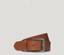 Roller Buckle Gürtel für Herren Calf Leather Braun