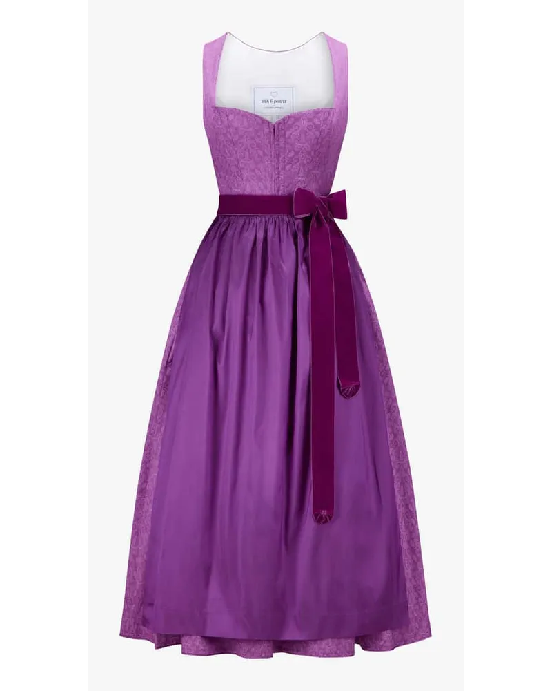 Silk & Pearls x LODENFREY Dirndl lang mit Seidenschürze Violett