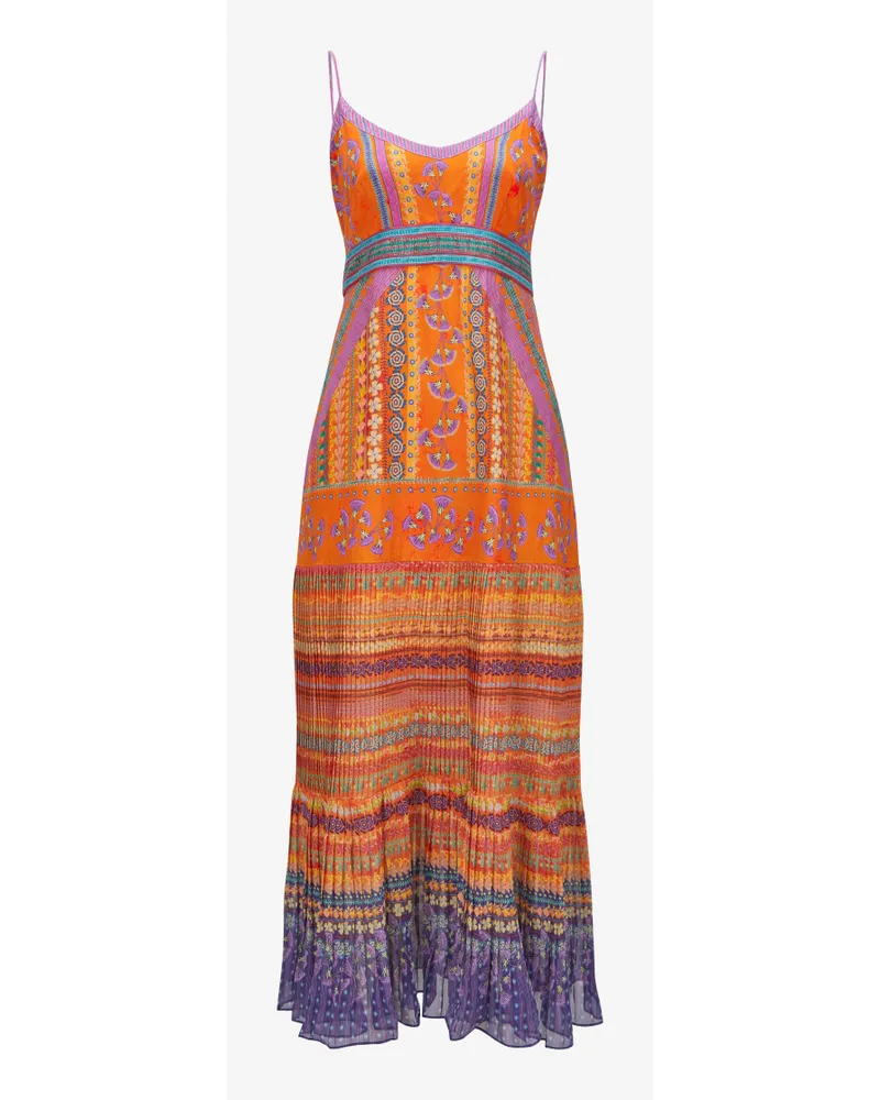 Saloni Veronica Seiden-Maxikleid Orange