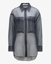 Dorothee Schumacher Transparent Stripe Seidenbluse Blau