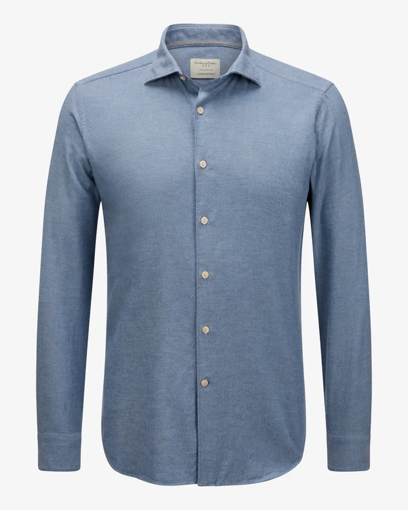 Tintoria Mattei x LODENFREY Flanellhemd Slim Fit Blau