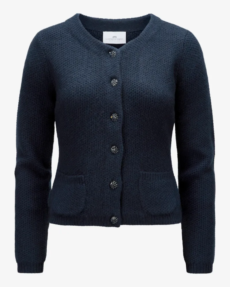 Lodenfrey Trachten-Cashmere-Strickjacke Blau