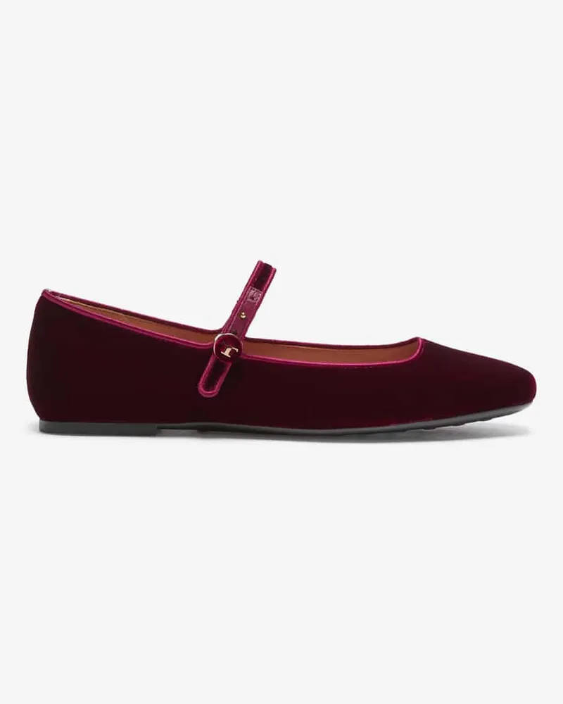 TOD'S Gomma Flat Samt-Ballerinas Rot