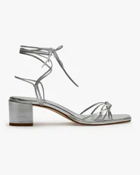 aeyde Serafina Laminated Nappa Riemchensandalen Silbern